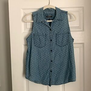 Cute jean tank with white hearts from Express. Size medium